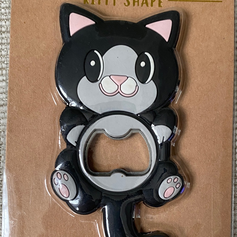 Black and Gray Kitty Bottle Opener - Picture 2 of 3